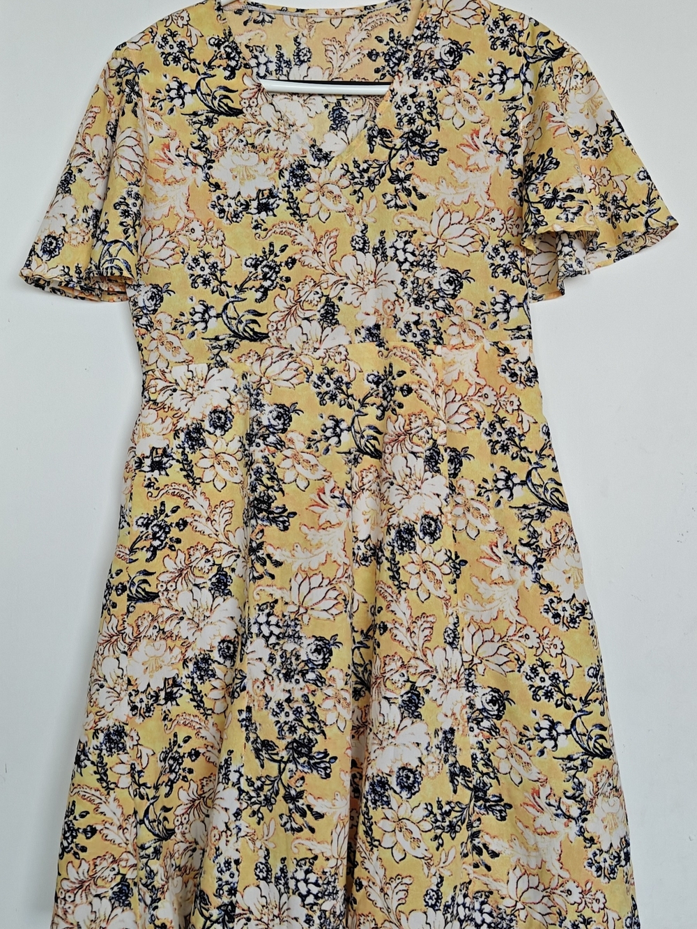 Yellow Floral Fit-and-Flare Dress